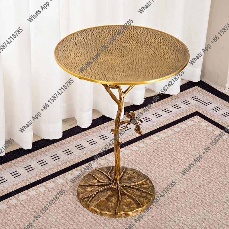 Retro style branch shape small round table brass coffee table niche designer living room sofa edge table high-end flower stand