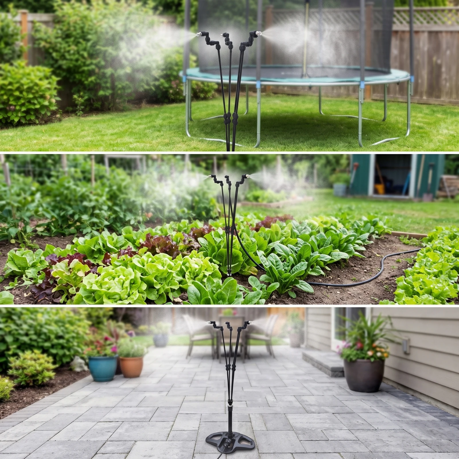 Misting Spray System with Weighted Base Fine Mist Outdoor Misting Stand Water Sprayer Easy to Install Sprinkler Resistant