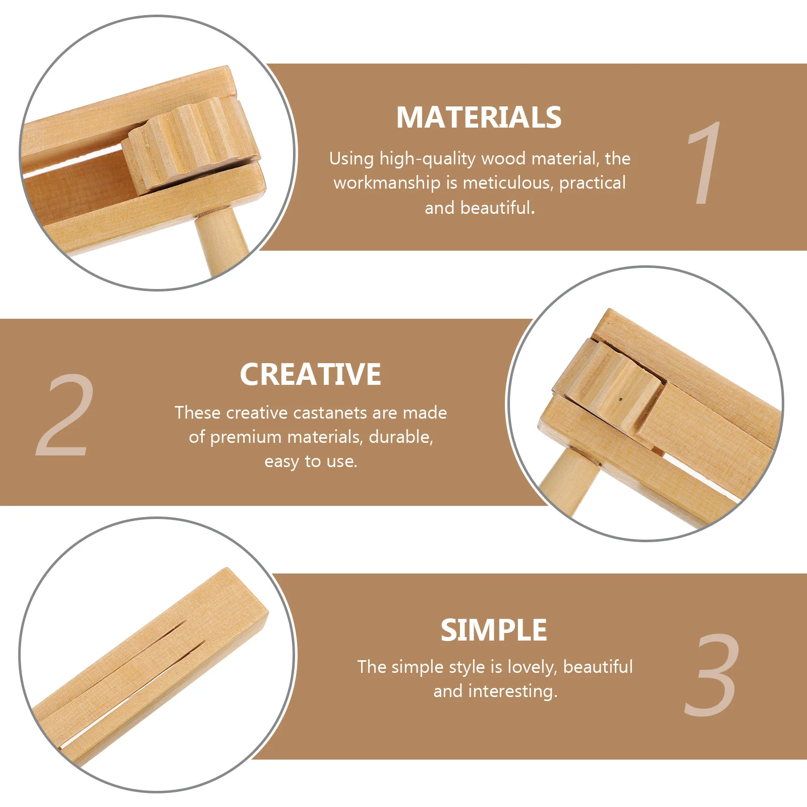 Pomoc dydaktyczna do nauki gry na kastanetach dla dzieci, zabawki muzyczne dla dzieci, drewniane instrumenty dla niemowląt