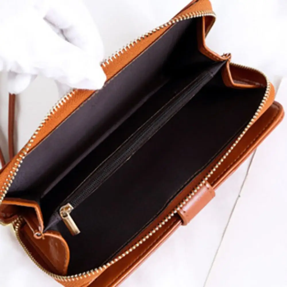 Retro portemonnee PU-leer Lange portemonnee Rits Multifunctionele tweevoudige portemonnee Grote capaciteit Opvouwbare dameskaarthouder Dames