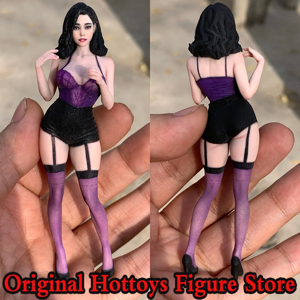 

In Stock 1/16 Scale Female Soldier Purple Suspender Stockings Beauty Mini Sculpture Full Set About 10cm Action Figure Doll