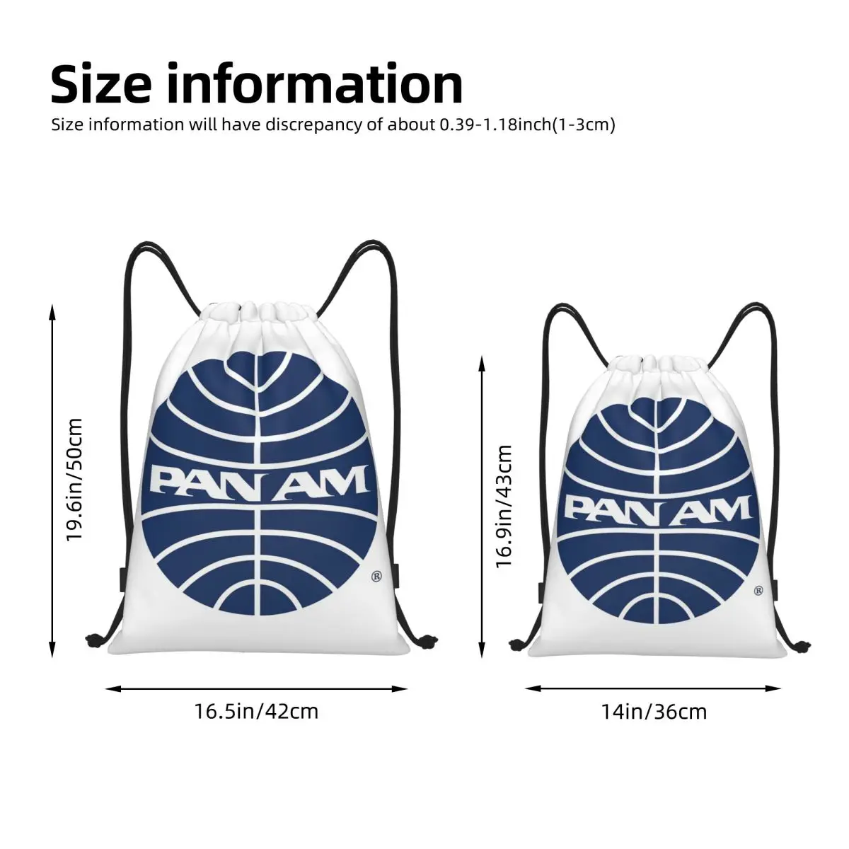 Pan Am Mid 1950s Globe Inverted Backpacks Fashion Portable Drawstring Bundle Pocket Storage Bag Book Bags For Travel Students