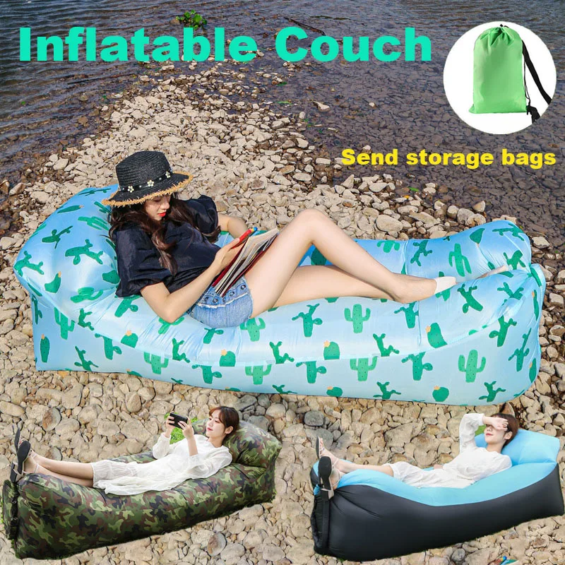 New Outdoor Inflatable Sofa Outdoor Music Festival Portable Cushion Camping Lazy Nap Bed Beach Collapsible Air Bed