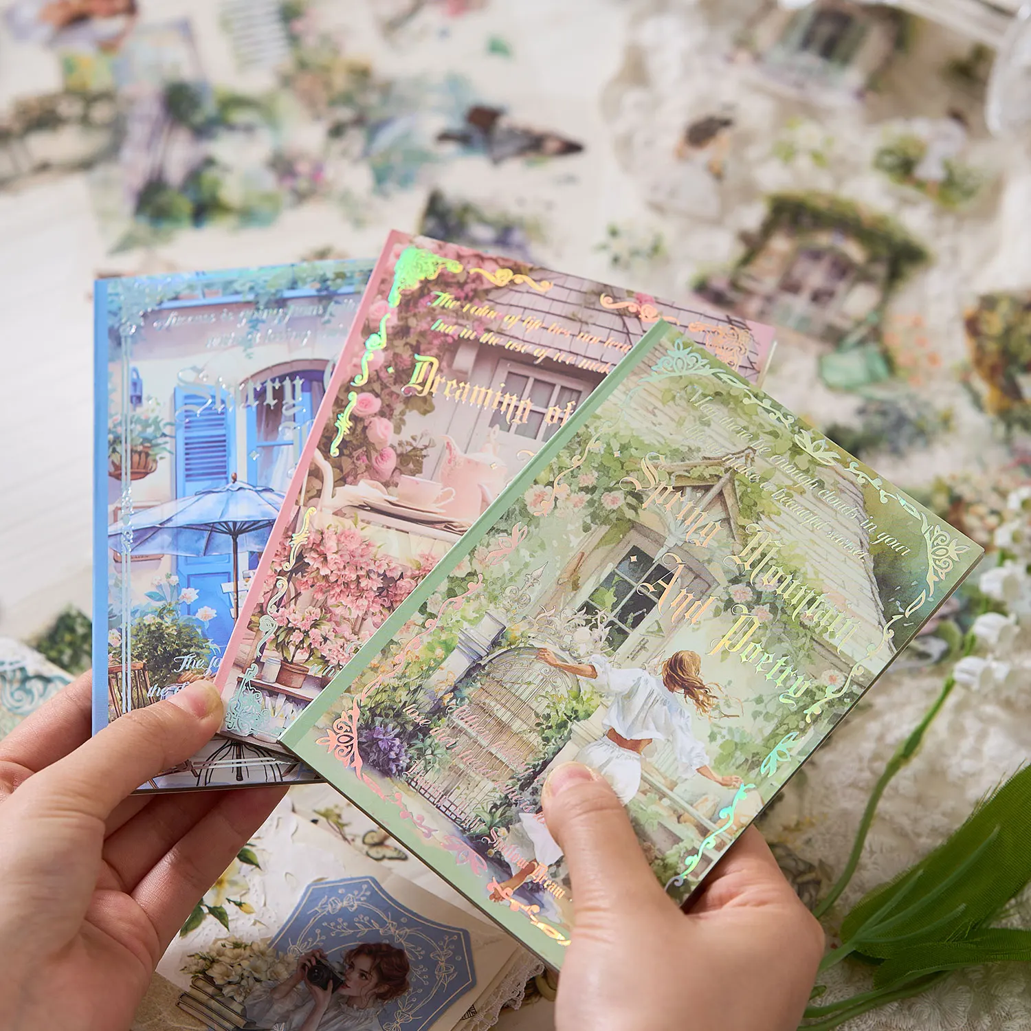 20pcs/bag Die-cut PET Sticker Book Floating Light Shallow Dream Series Vintage Character Theme Handbook Sticker DIY Diary Decor