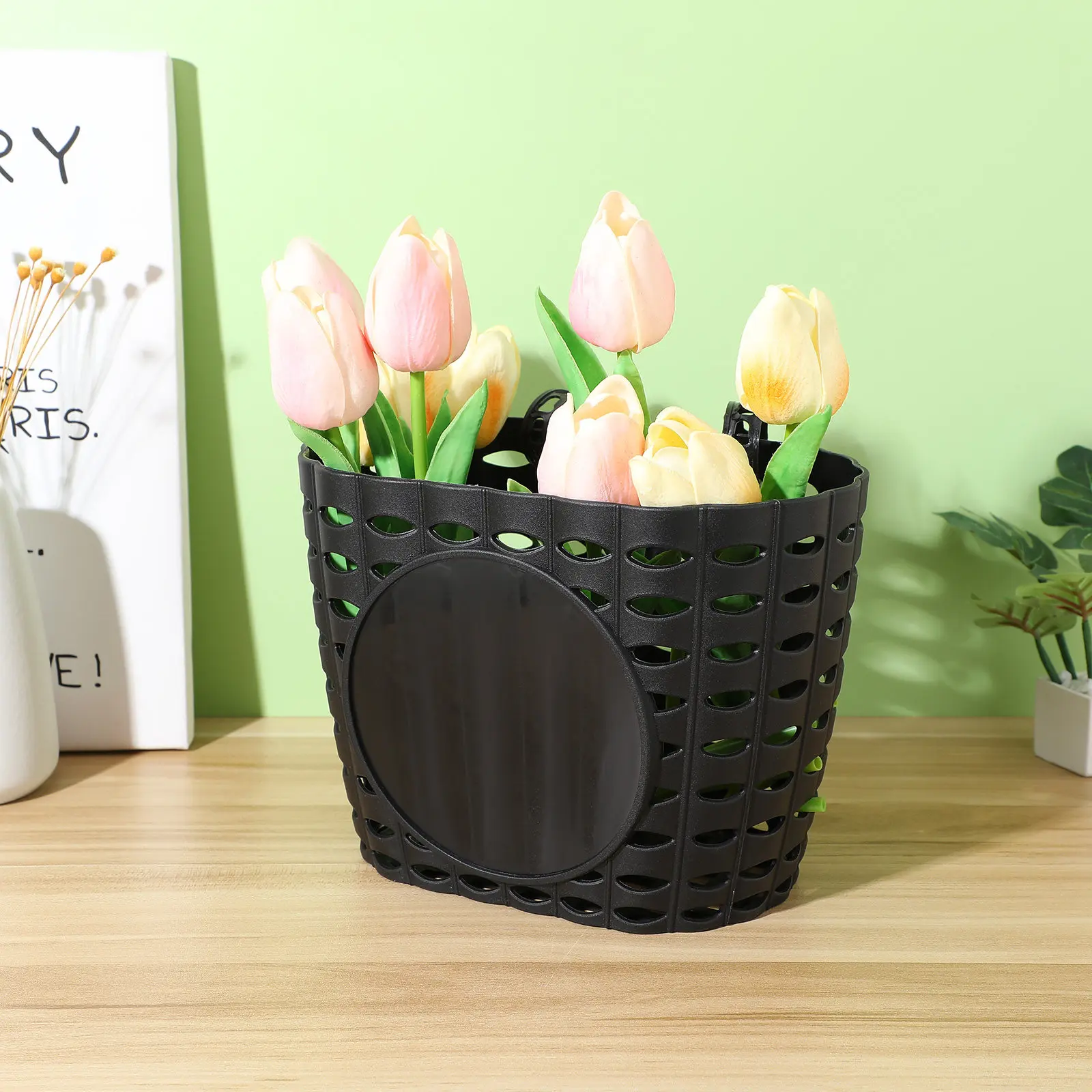 

1 шт. пластиковая корзина для велосипеда, съемная передняя корзина для хранения на руле, водонепроницаемая, износостойкая, для велосипеда, черная