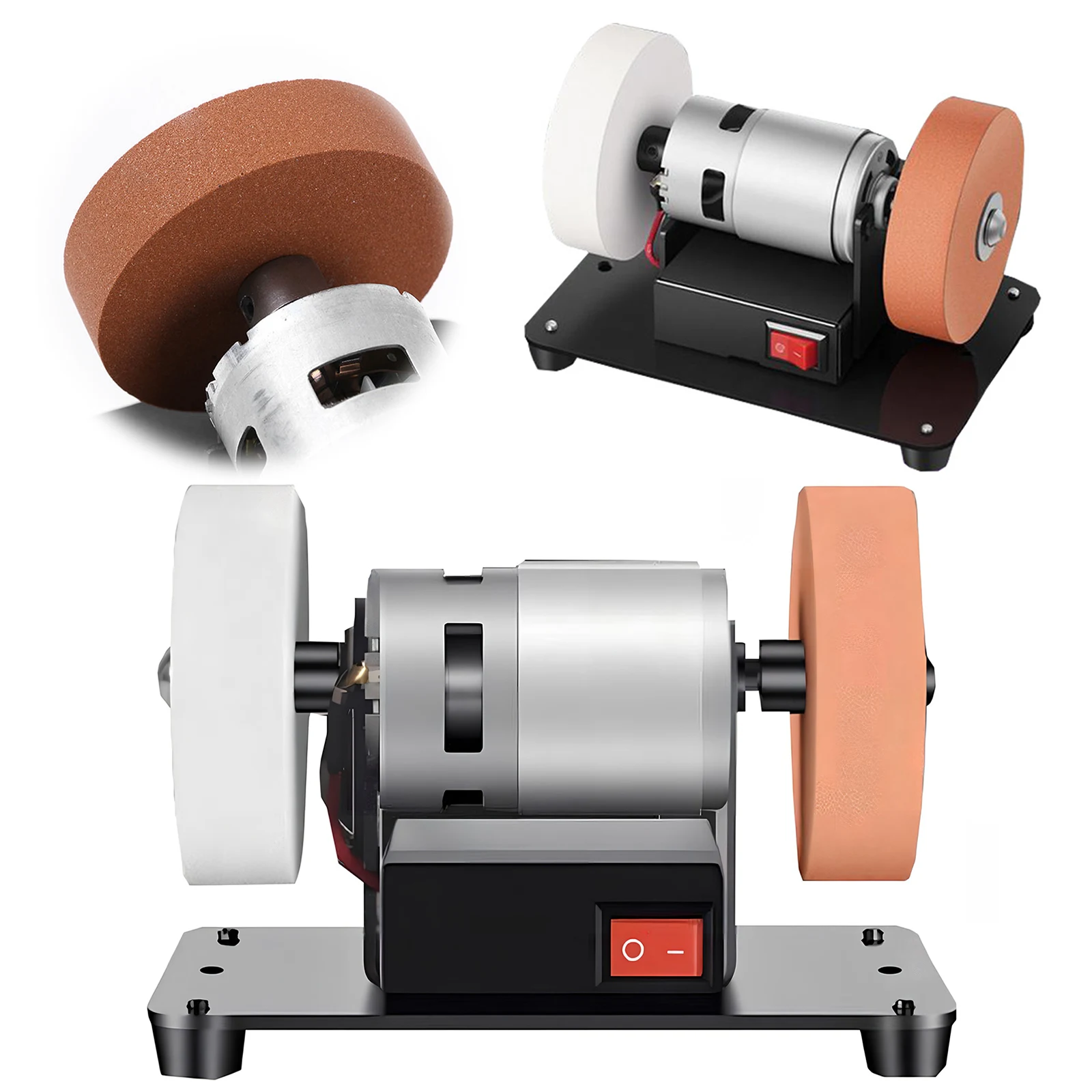 Mini Bench Grinder with 2 Wheels Electric Sharpener Grinder 7 Adjustable Speed for Metal/Wood/ Making/Jewelry Buffing