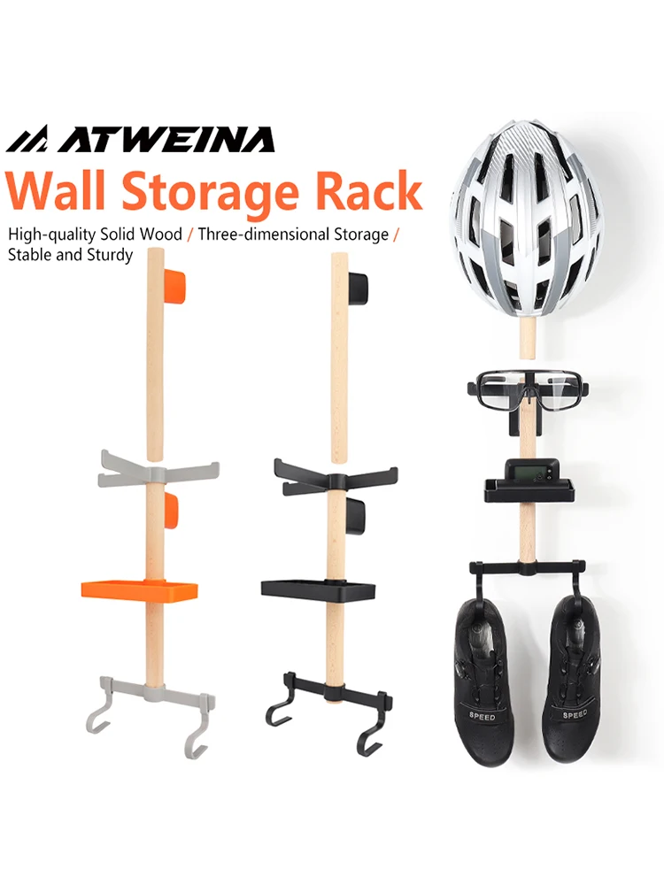 AliExpress NONE ATWEINA Bicycle Equipment Solid Wood Wall Storage Rack Riding Helmet Glasses Speedometer No-drill Display Hanging Rack