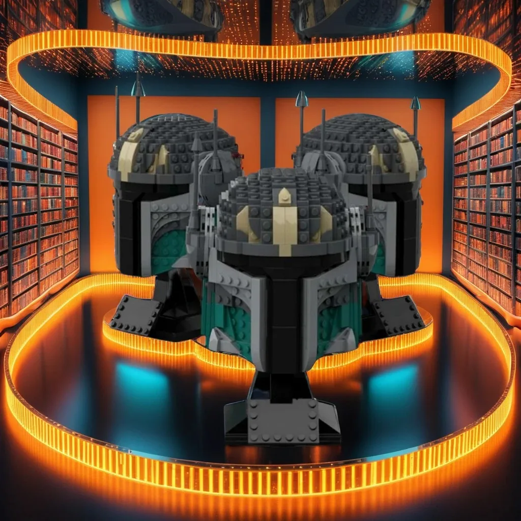 

NEW 629PCS MOC Space Battle Helmet Pre Vizsla Model Creative Building Blocks Assembly Bricks Collectible Display Birthday Gift