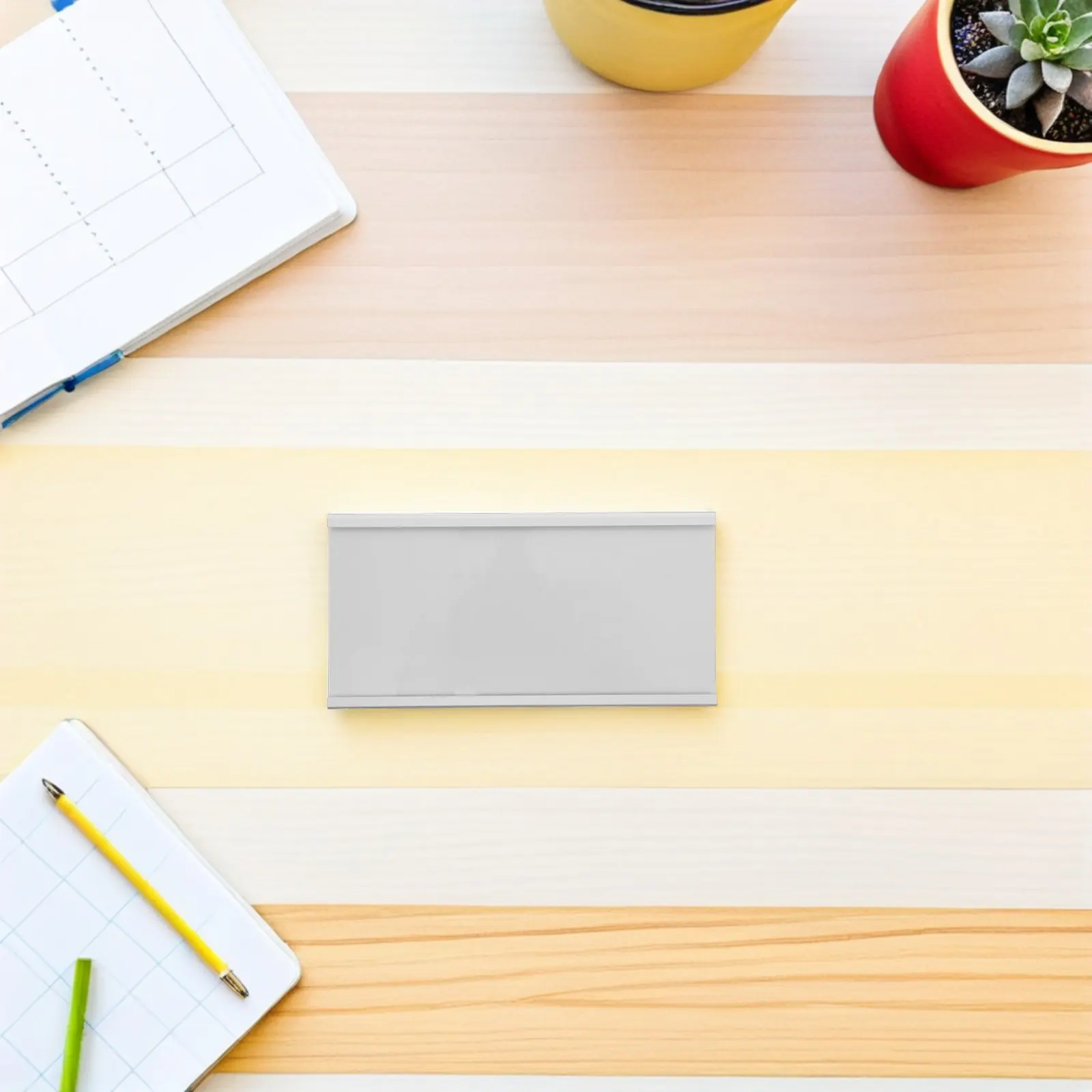 

2Pcs Aluminum Alloy Office Nameplate Holder Desk Workstation Plaque Scratch Resistant Adhesive Hanging Flexible Desktop Business