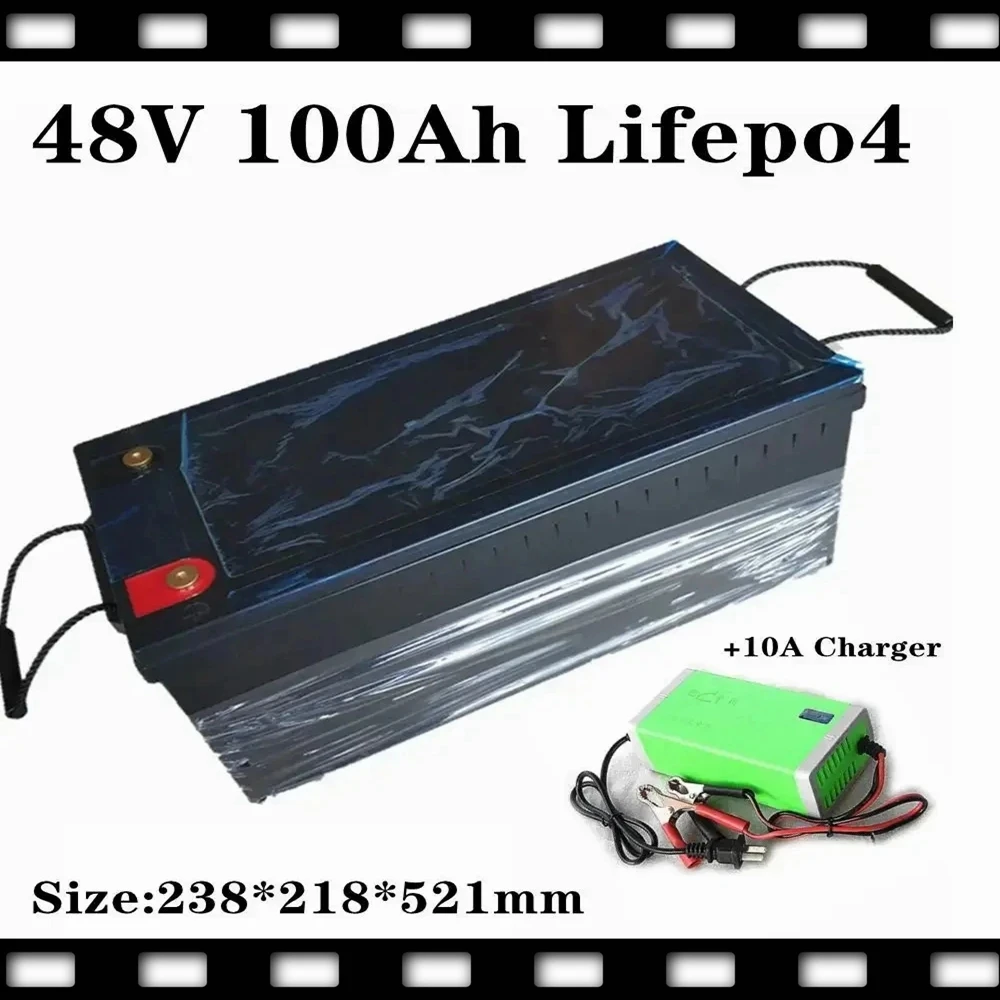 

lithium 48v 100AH lifepo4 battery with BMS for tricycle golf cart inverter Solar energy storage scooter + 10A charger