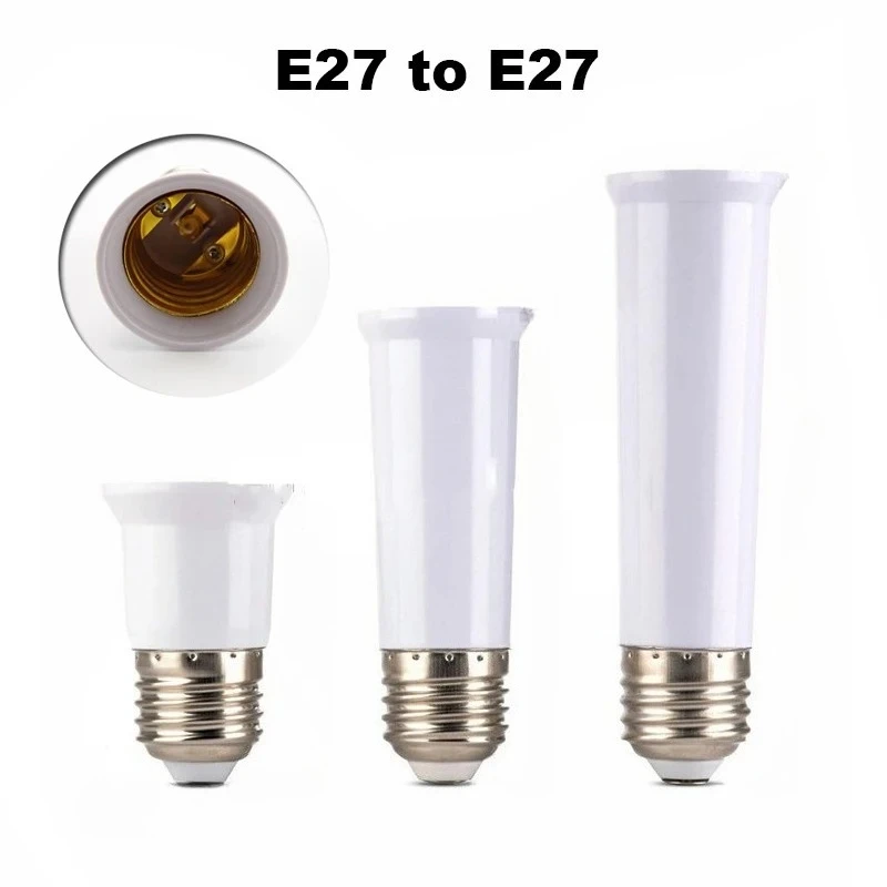 2PCS E27-to-E27 Screw-Mount Adapter Base Extended threaded lamp socket bracket, durable plastic construction Perfect for repairs