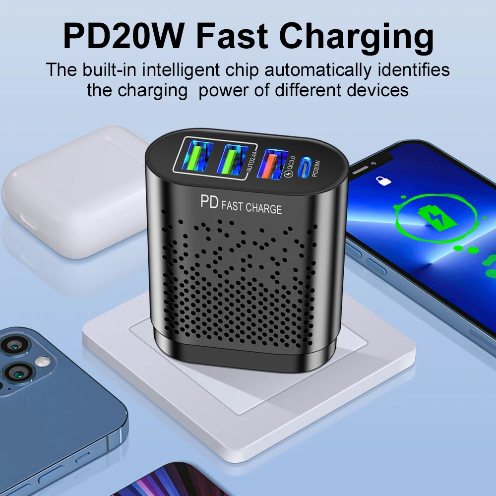 20W USB Fast Charging Phone Charger Quick Charge Charger Type C Wall Adapter For iPhone 15 Samsung Xiaomi 14 15 Pro Max Huawei