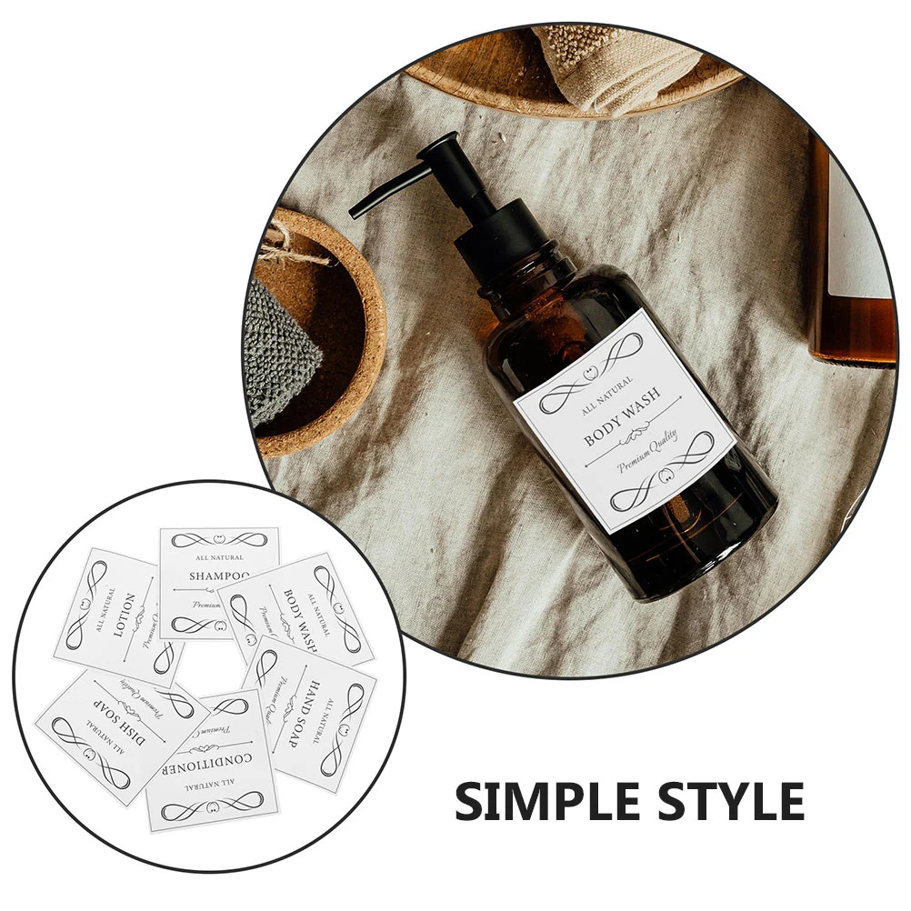 12 szt. Wodoodpornych etykiet PVC do dozowników mydła do rąk, słoików łazienkowych, łatwe do odklejenia, bez pozostałości, stylowy organizer