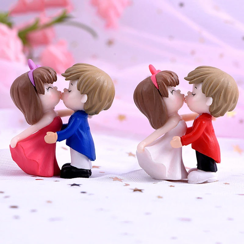 2pcs/set Romantic Couples Miniature Mini Doll DIY Figurines Fairy Garden Decor Valentine's Day Gift Home Accessories