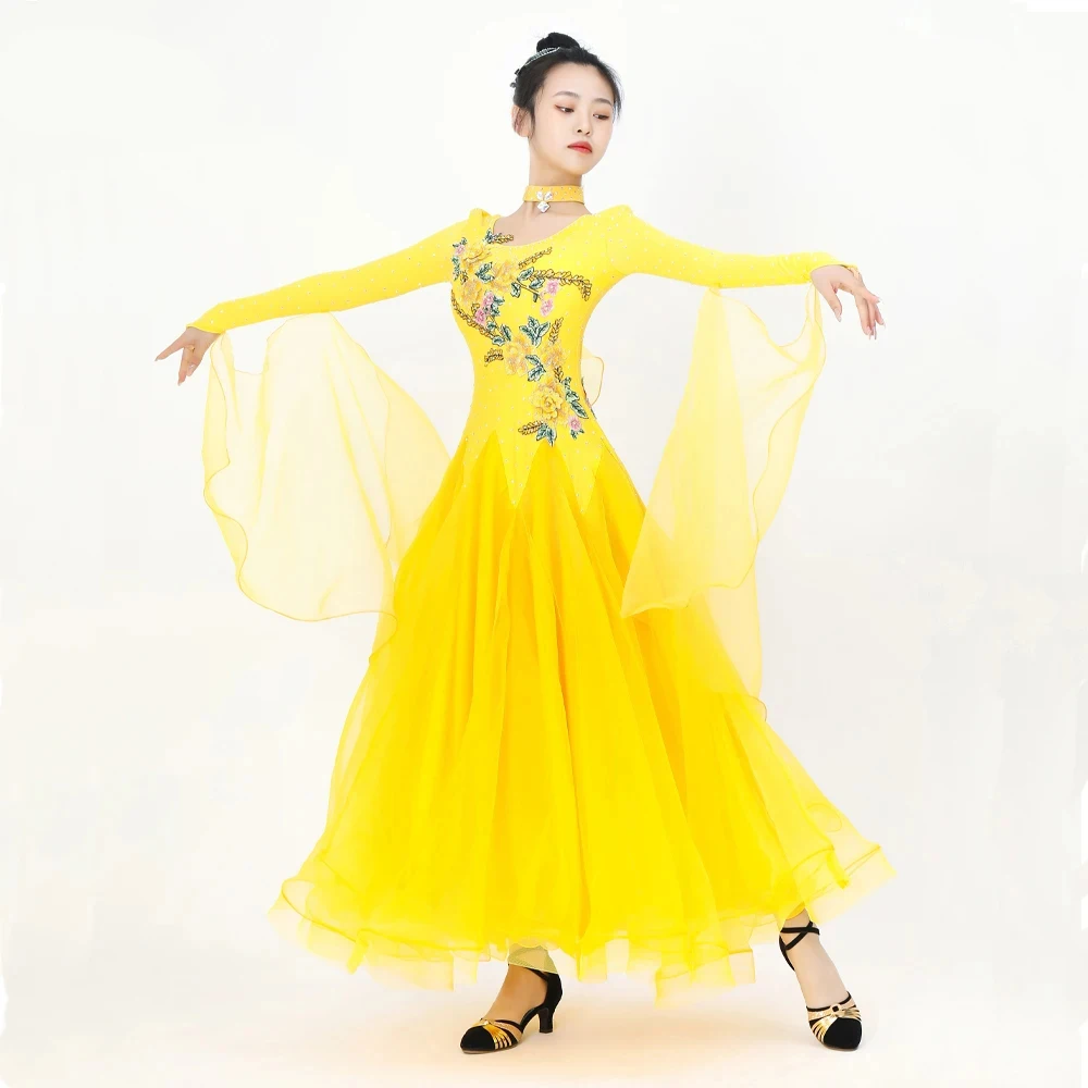 Modern Dance Dress Valsa Ballroom Costume Female Suit Carnival Girl Flamenco Sets Competition Waltz Womens Wedding Party Clothes