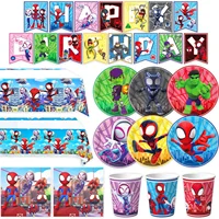 Decoración de Cumpleaños Spidey and His Amazing Friends con Vajilla para Fiesta Infantil