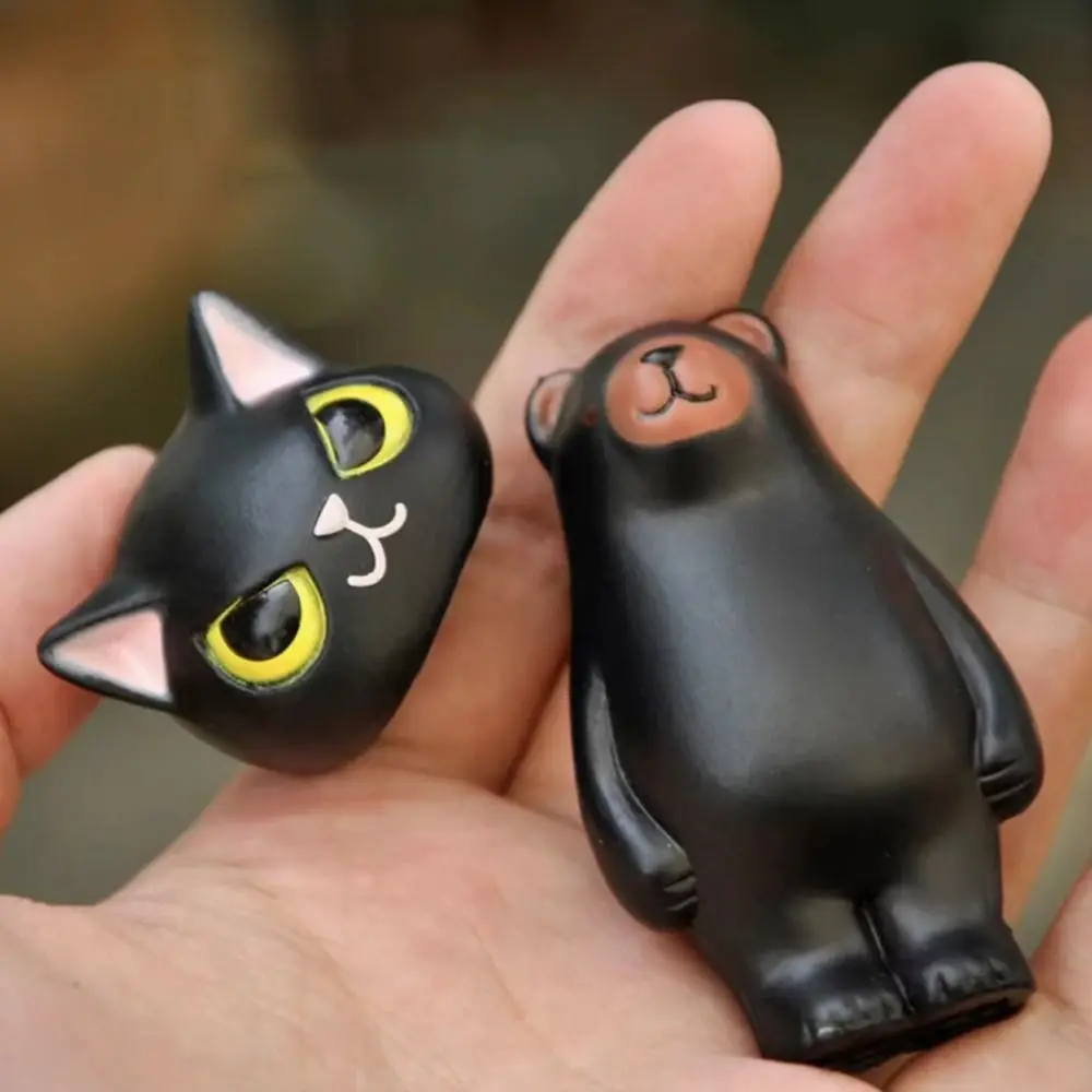 6PCS/Set New Plastic Cats Doll Figurine Yellow White Black DIY Disguised As Cats Animals Ornaments Home Decoration