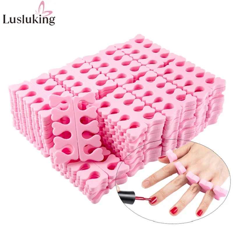 50pcs Pink Nail Art Toes Separators For Nail Art Practice Manicure Fingers Soft Sponge Gel UV Tools Polish Divider Holder