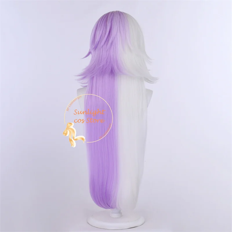 Anime Cos Cosplay 100cm Long Sigma Cosplay Wig Purple White Sigma Wigs Heat Resistant Synthetic Hair + Wig Cap