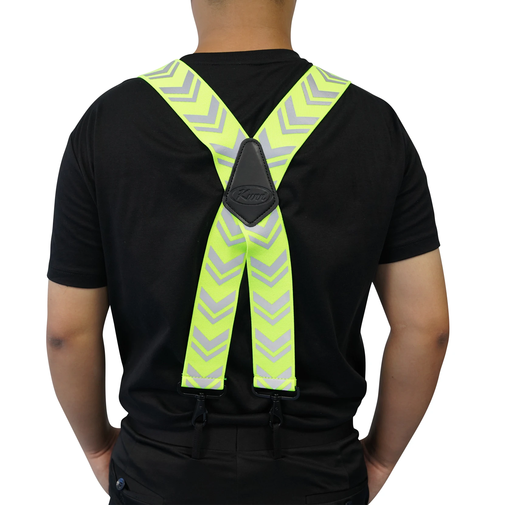 KUNN 2 Inch Reflective Safety Suspenders with Hi Viz Strip X Back Work Suspender