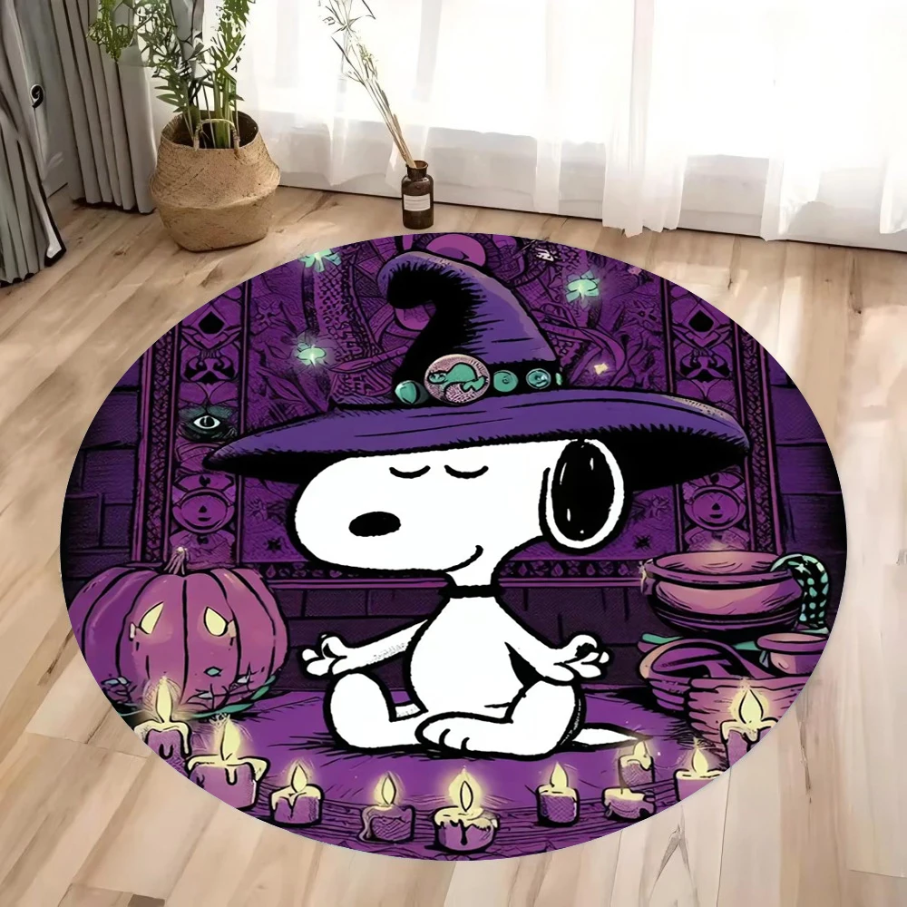 

MINISO Веселый круглый ковер для собаки S-Snoopy для спальни, декора гостиной, мягкий напольный коврик для детей, игровая комната, диван, вращающийся коврик для стула