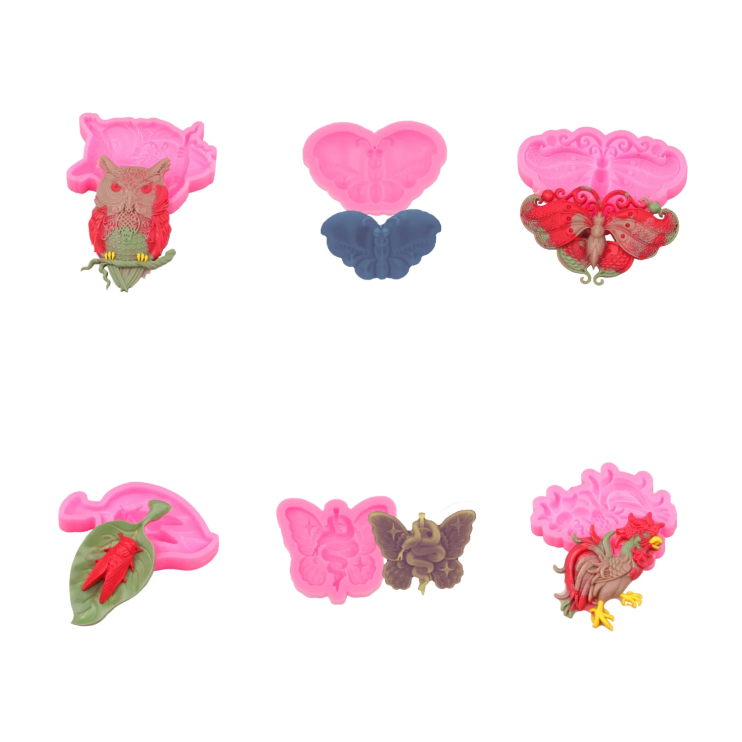 Silicone Cicada Moulds Fondant Chocolate Owl Molds Sugarcraft Clay DIY Handmade Baking Tool for Candy Cupcakes