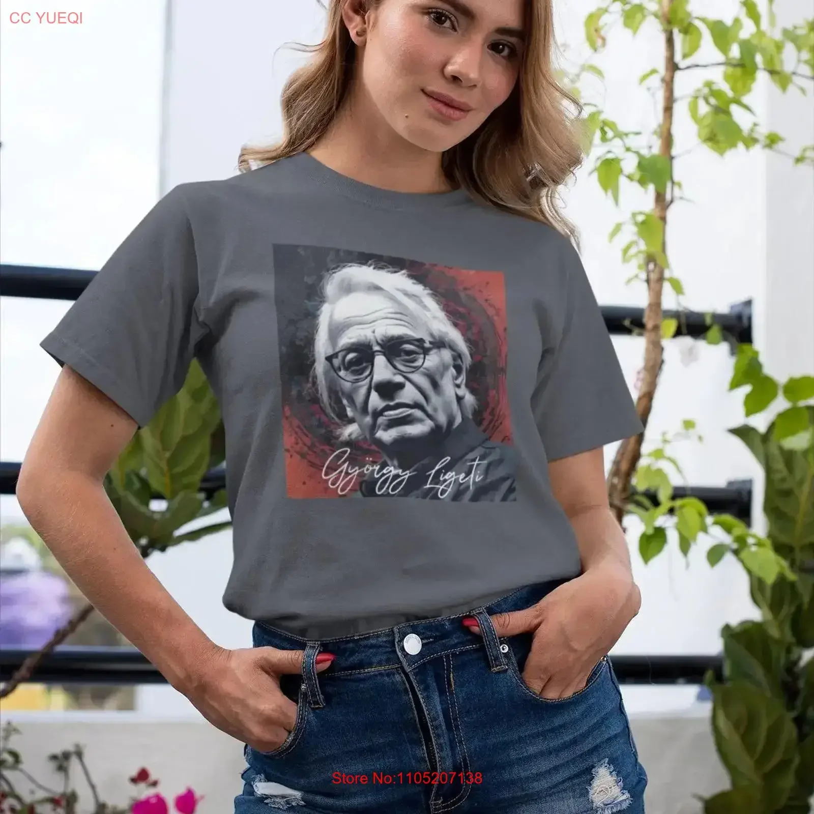 György Ligeti Compositor Pop Art Camiseta con cuello redondo Legeti Profesor de música Estudiante Ligetti vintage Ropa de diseñador lavada gráfica