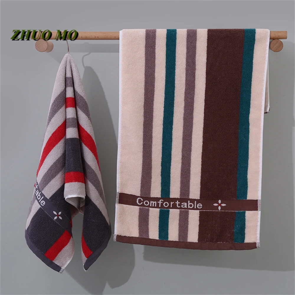 

Colorful Striped Cut Pure Cotton Towel Set, Soft Absorbent, Adult Facial Wash, Bathroom, Household 4-Piece Towel Set, 34x75cm