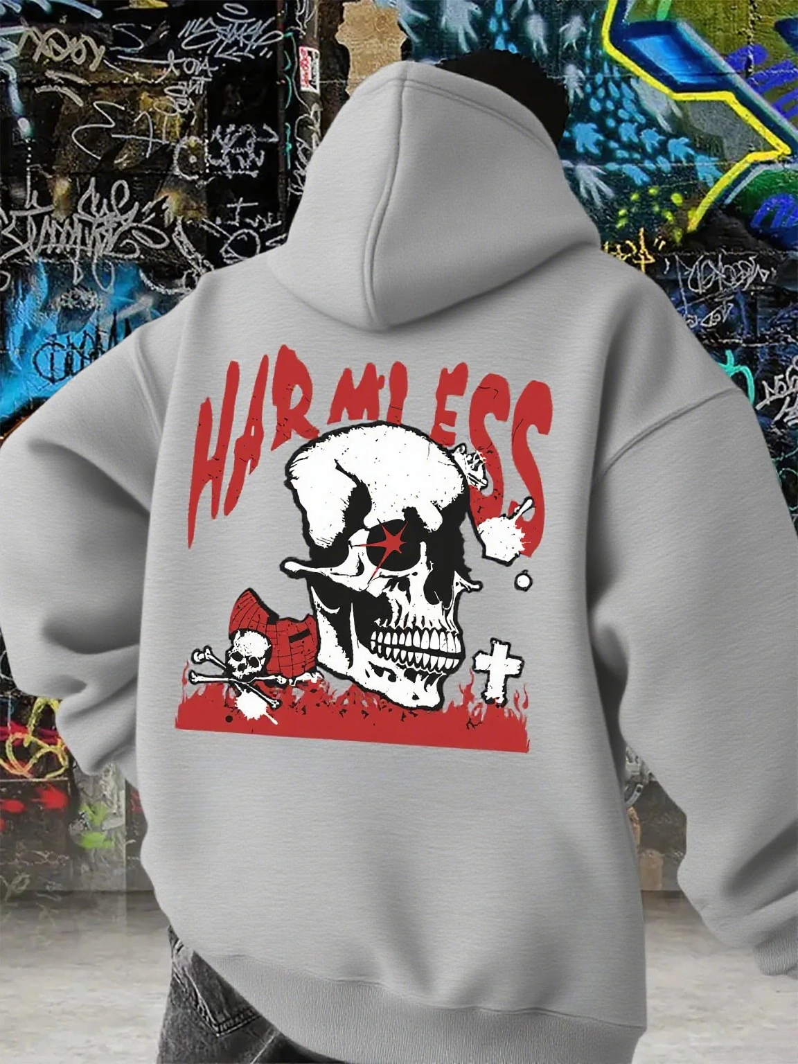 เสื้อฮู้ดลายกราฟิกหัวกะโหลก ผ้าฝ้าย สำหรับฤดูใบไม้ร่วงและฤดูหนาว ผู้ชายและผู้หญิง สไตล์ลำลอง ใส่เล่นกีฬากลางแจ้ง ออกกำลังกาย ทรงหลวม แบรนด์