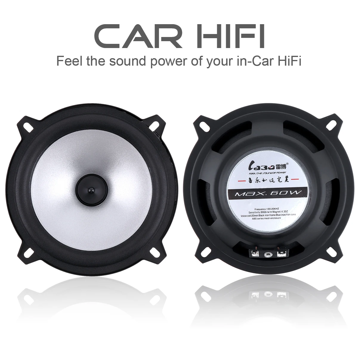 2pcs Professional 5 Inch 60W 2 Way Car Coaxial Automobile Car Hifi Full Range Frequency Sensitivity Power Loudspeaker