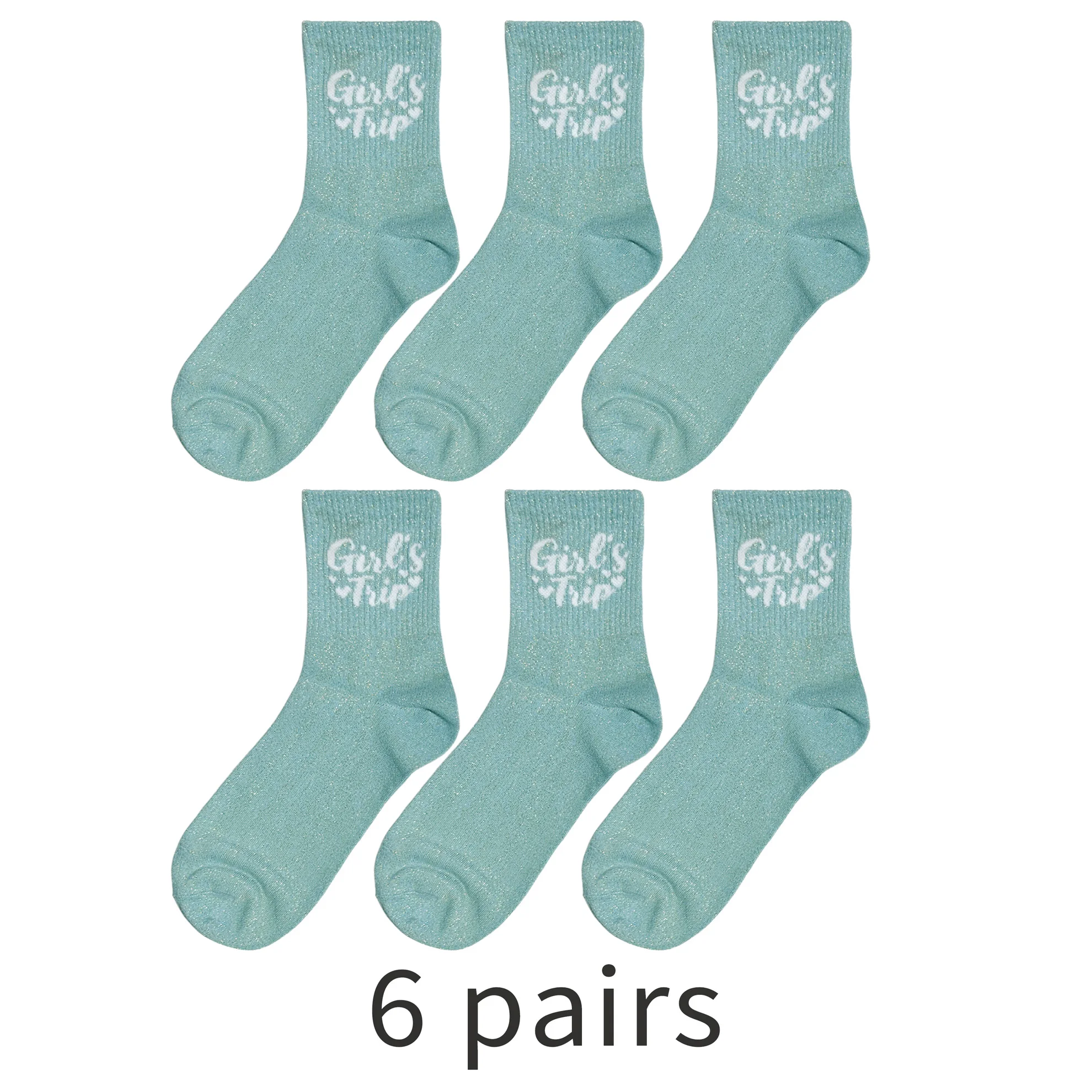 

6 Pairs Girls Trip Novelty Ankle Glitter Socks, Sparkly Bright Casual Cozy Soft Socks, For Spa Days Bachelorette Party Weekends