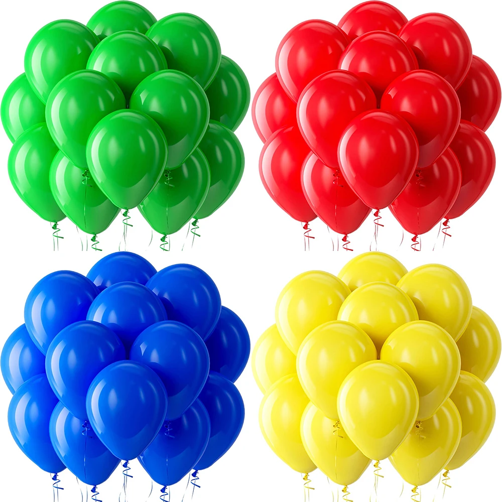 Globos rojos y verdes de 10/12 pulgadas, amarillo, 10/20/30 Uds., juguete de circo de carnaval, globo verde de la selva temático, decoración para fiesta de cumpleaños, azul real
