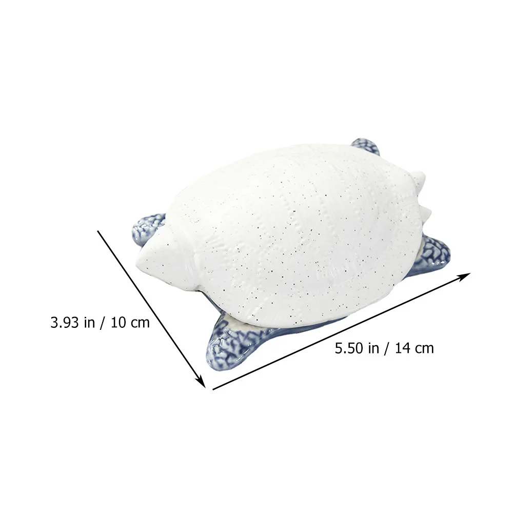 

1 шт., настольная керамическая коробка, черепаха, контейнер для хранения ювелирных изделий, белый, синий, декоративный держатель, чехол для конфет, керамическая коробка