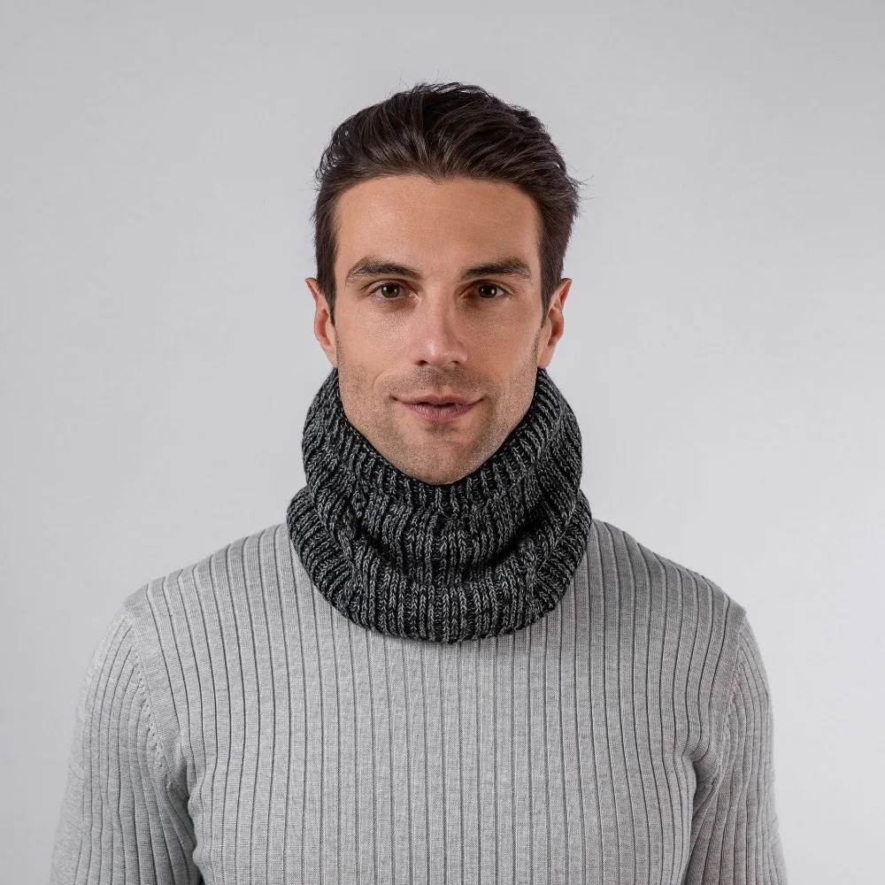 Nowy szalik z dzianiny podszyty polarem dwuwarstwowy szalik z kołnierzem okrągłe szaliki z pętelką wiatroszczelny miękki ocieplacz na szyję szalik do jazdy na świeżym powietrzu