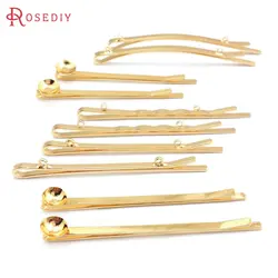 20PCS 55MM 60MM 70MM 24K Gold Color Iron with Pearl Beads Base or Hanging Hole Hair Jewelry Hair Clip Jewelry Making Supplies