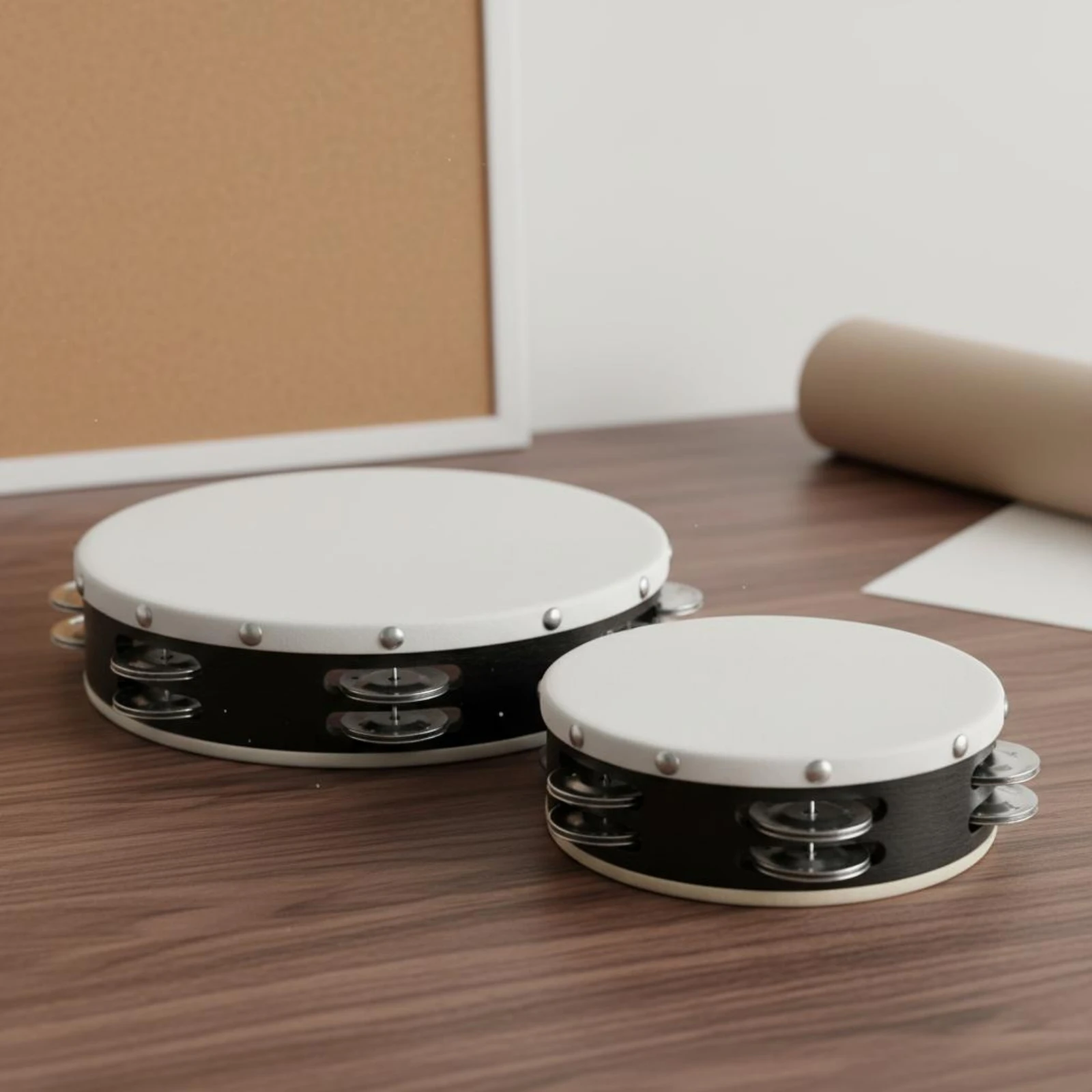 2 Pieces Hand Tambourine Easy to Play Wooden Tambourine Percussion Instrument Jingle Sound Burr Burr-Free for Dance Practice