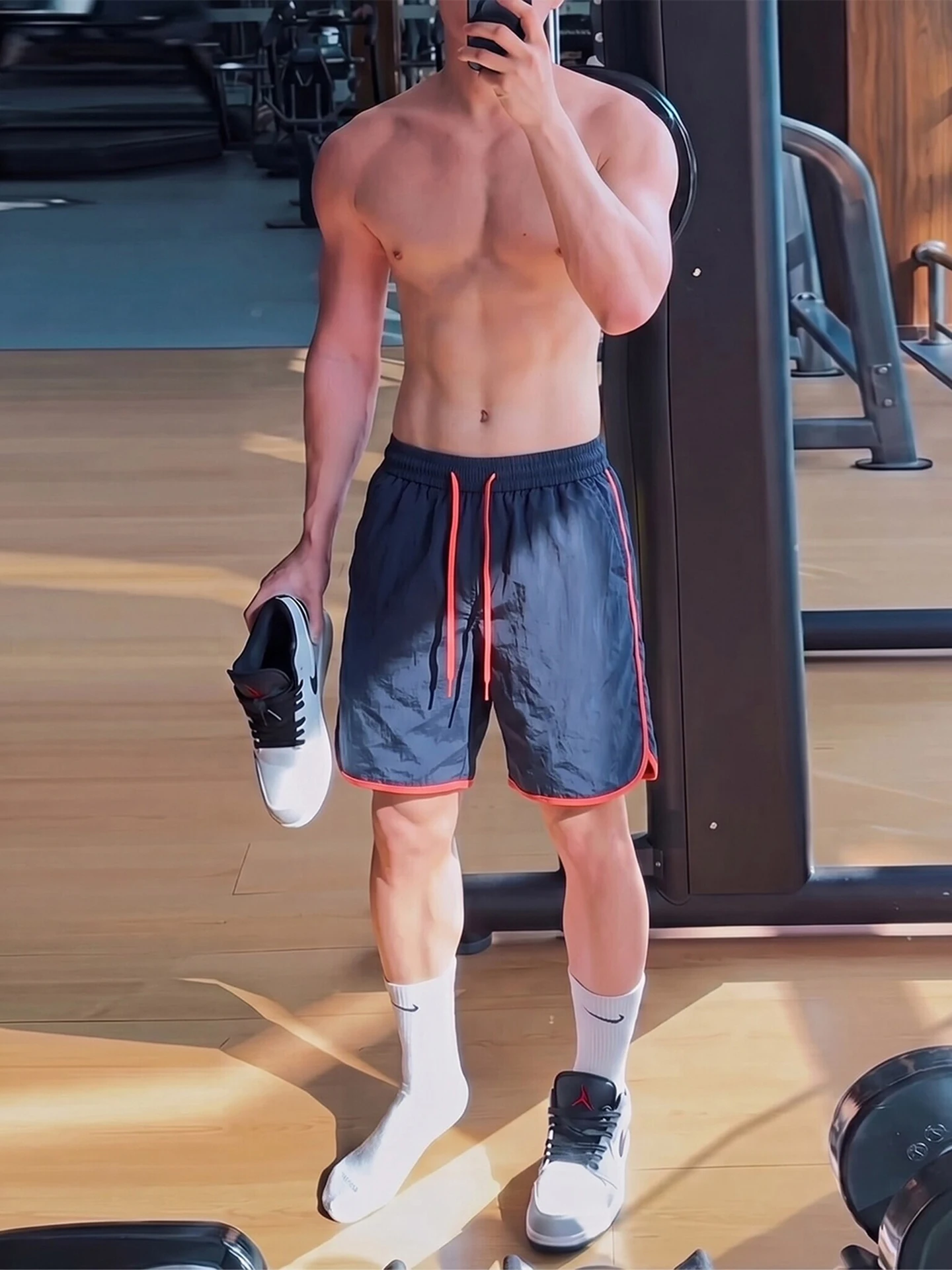 

Quick Dry Contrast Color Basketball Shorts Men's Summer Outdoor Training Sports Loose Straight Leg Casual Beach Pants