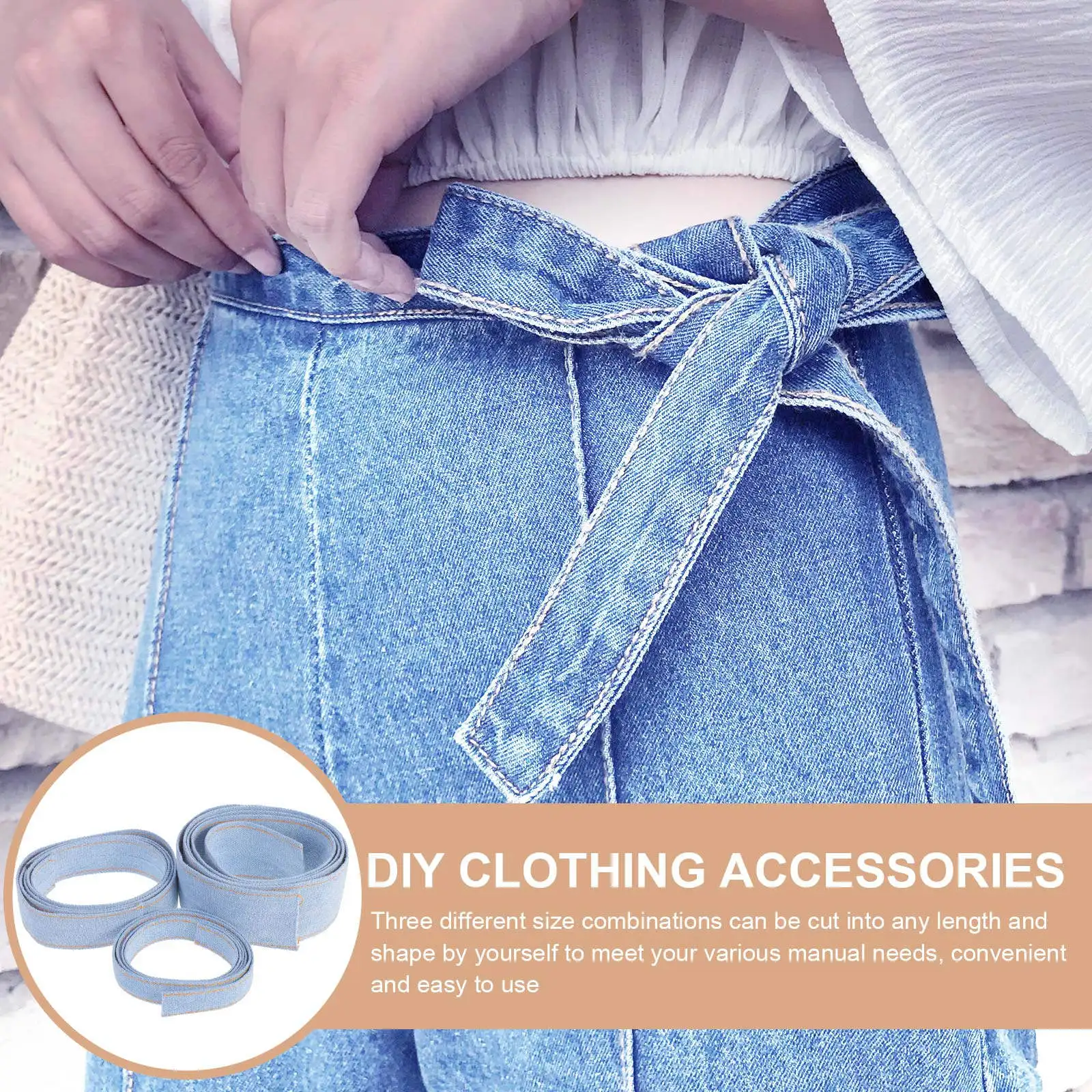 

Набор из 3 джинсовых лент: изысканная мягкая текстура, идеально подходят для DIY-аксессуаров для волос, декора одежды, шитья, рукоделия, бантов и заколок ручной работы