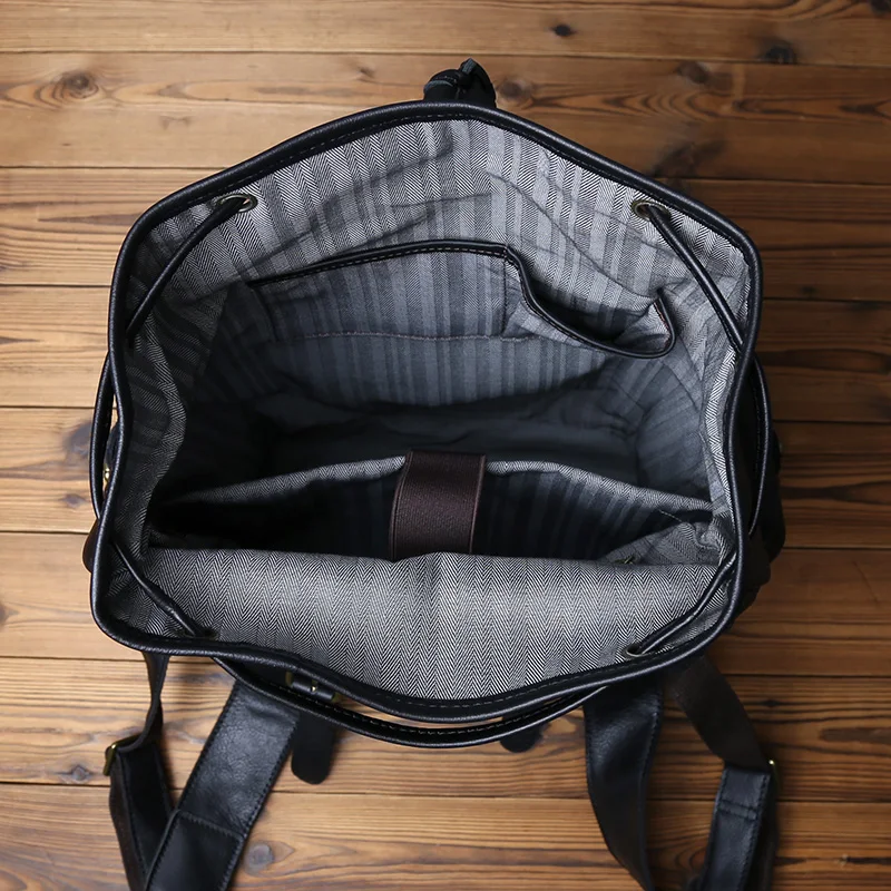NZPJ Herren-Rucksack aus echtem Leder, lässige Herrentasche, natürliches Rindsleder, Büchertasche, Laptop-Computertasche, Rucksack mit großer Kapazität – Detail 16