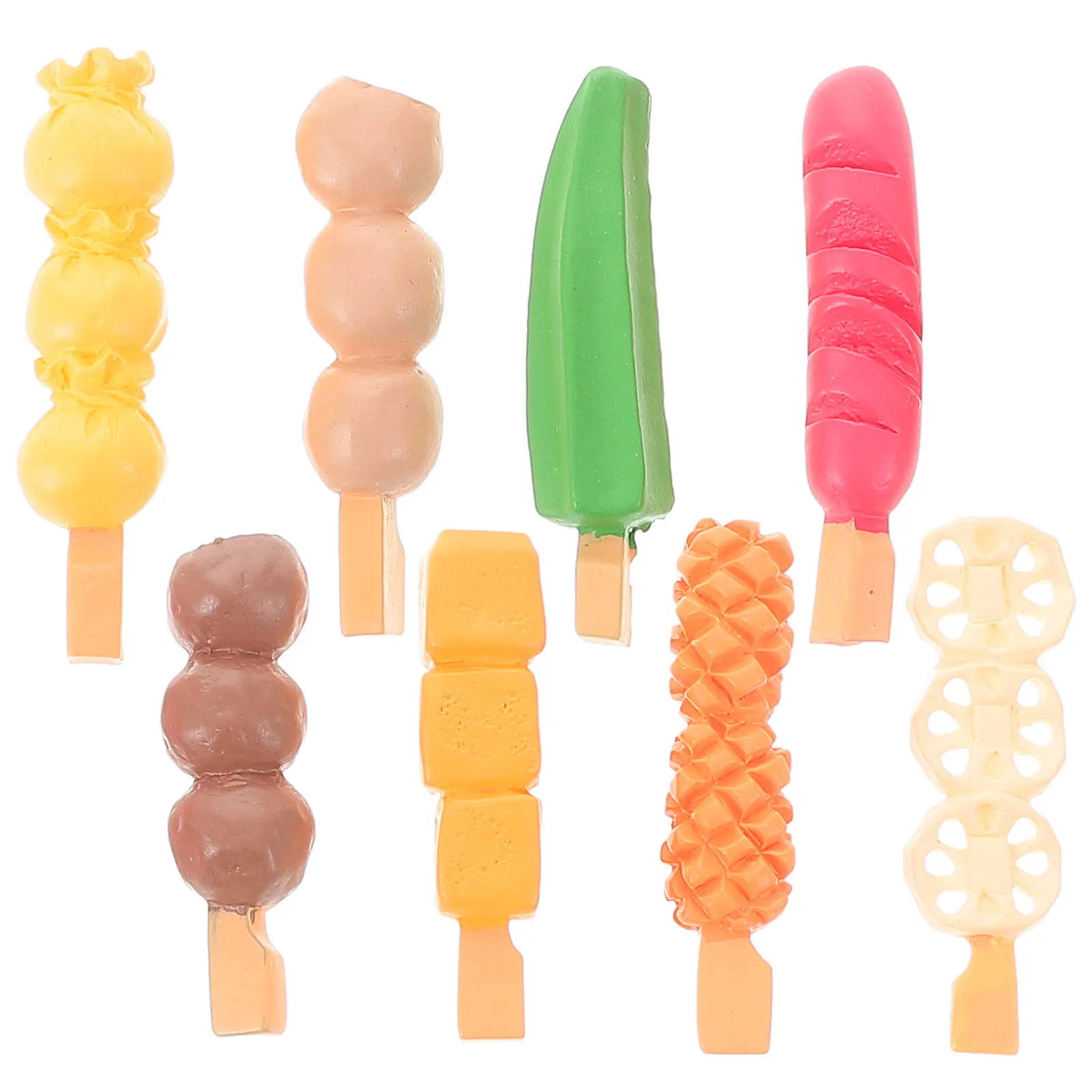 

8pcs Simulation Food Models Realistic Decor Kitchen Props Mini Ornaments Artificial Oden Skewers Creative Design