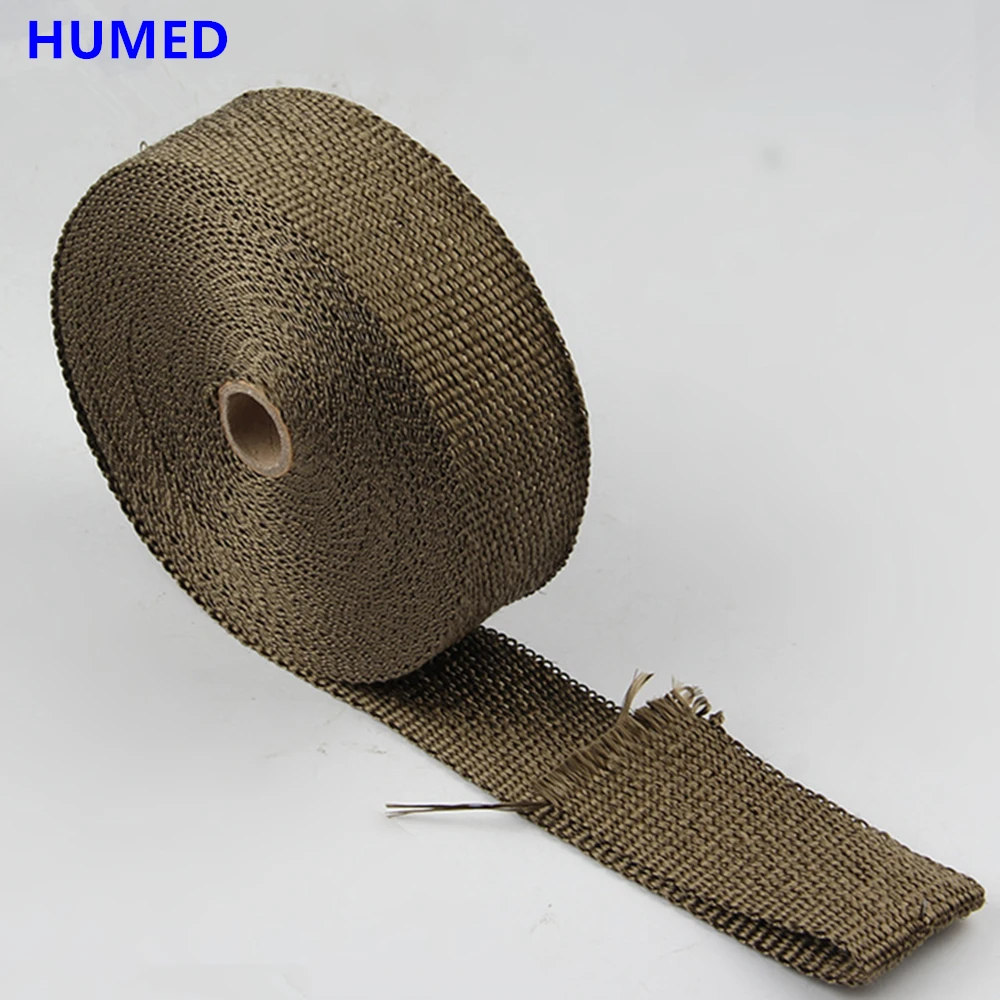 1.5mm*25mm*15m Exhaust Heat Wrap Roll for Motorcycle Fiberglass Heat Shield Tape with Stainless Ties