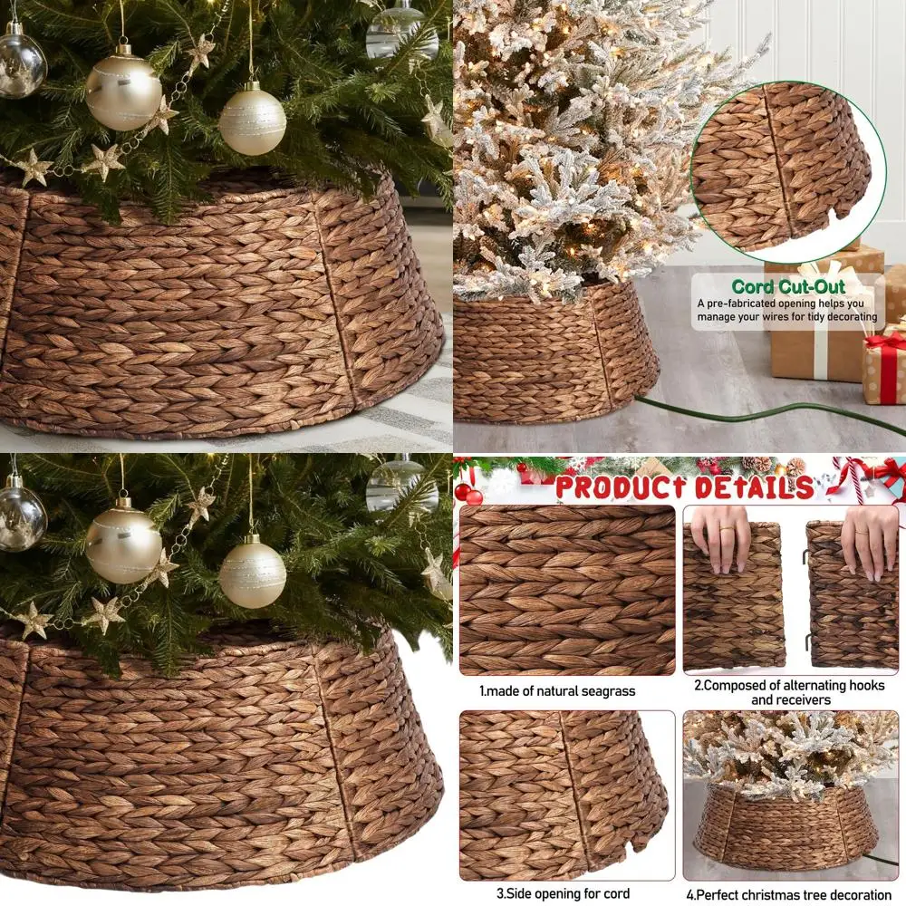 

Юбка для рождественской елки из ротанга в деревенском стиле 33 — крышка основания елки в стиле фермерского дома для праздничных украшений