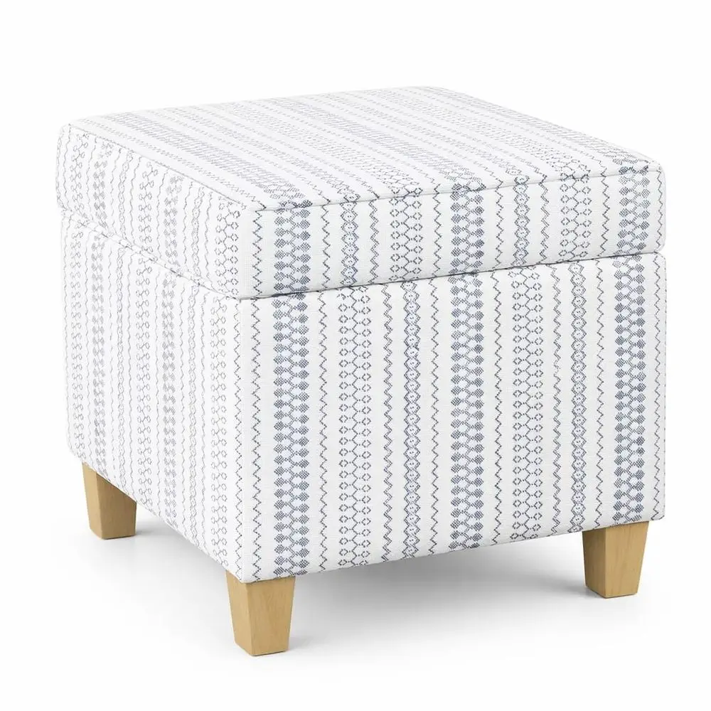 

Декоративный пуф-оттоманка K7342F2359 Classic Square с откидной крышкой и местом для хранения, для гостиной и спальни, с синими полосами
