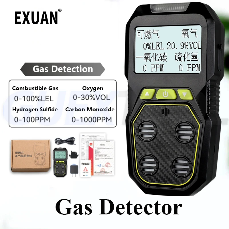 Multi Gas Detector Toxic And Harmful Gas Leak Burglar Alarm For Combustible Gas/Oxygen/Hydrogen Sulfide/Carbon Monoxide