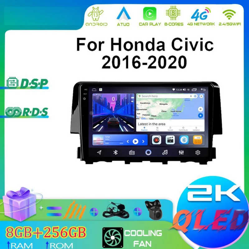 

For Honda Civic 16-20 Car Multimedia Player Android Car Player GPS WIFI Carplay 4G Car Radio Navigation Stereo Car Electronic