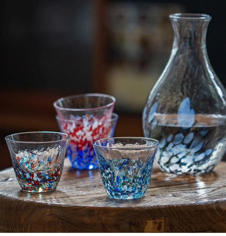 Colorful Japanese Liquor Glasses Glass Mini Sake Cups Refreshing Plum Wine Tea Glasses Small Glass Wine Cp