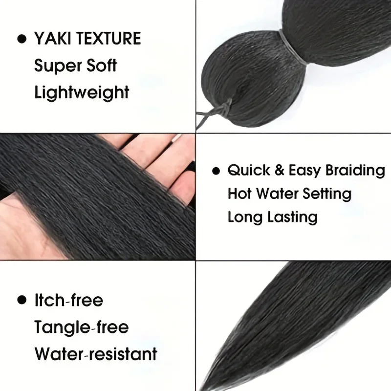 Synthetic Pre stretched Braiding Hair, 26 Inches Braids Hair Extensions, 1 Pack Yaki Texture Braiding Hair Pre stretched