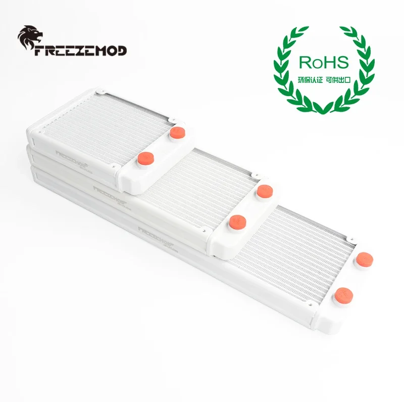 Freezemod g1/4 '', radiador de resfriamento de água para pc, 27mm de espessura, alumínio, dissipador de calor para computador, branco 120/240/360mm