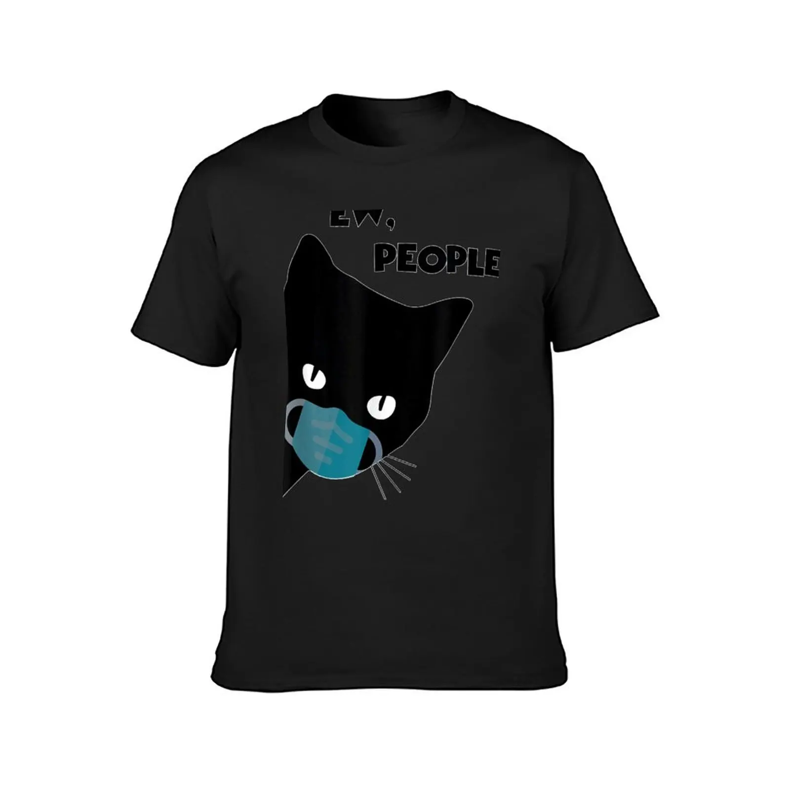 Ew People Black Cat Mask Quarantine T-Shirt plus sizes plain oversizeds t shirts men