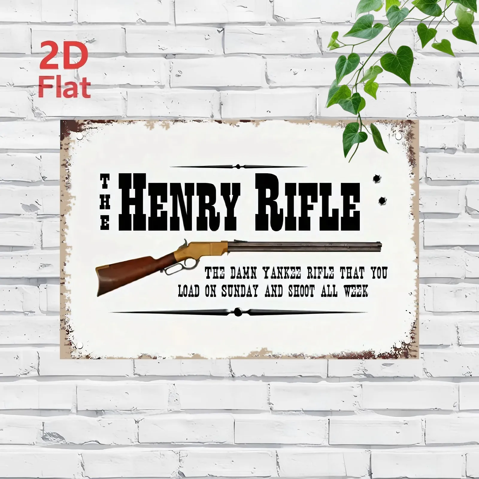 Vintage Metal Tin Sign THE HENRY RIFLE 2D Flat Wall Hanging Decor for Garage Bar Farm Garden Gift